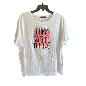 Shein Curve white black peach graphic short sleeves T-shirt Sz 2XL